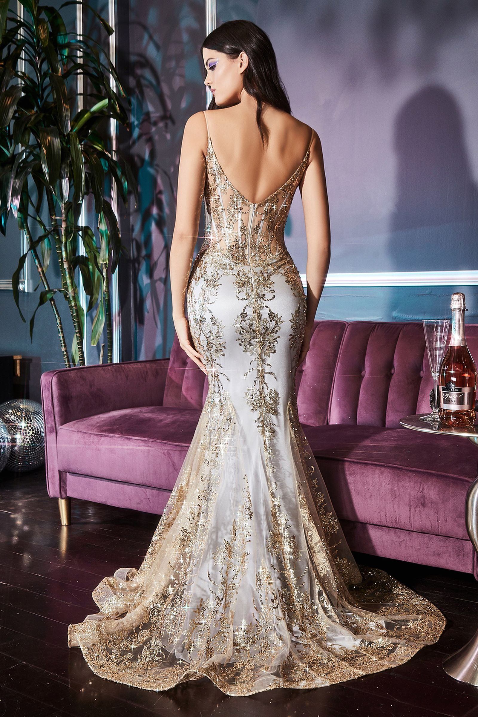 The Leanor long fitted sparkle prom ...